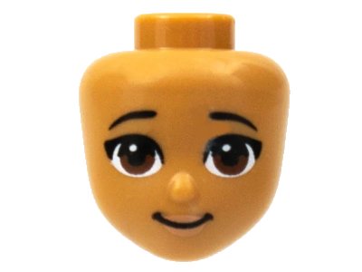 LEGO onderdeel Mini Doll, Head Friends with Black Eyebrows, Reddish Brown Eyes, Peach Lips, Smile Pattern (Andrea) (79468)