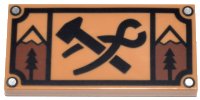 LEGO onderdeel Tile 2 x 4 with Black Blacksmith's Hammer and Tongs, Trees and Mountains Pattern 87079pb0871