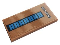 LEGO part Tile 2 x 4 with White 'EAST STAND' and Blue Rectangles Pattern (Sticker) - Set 10272 87079pb0889