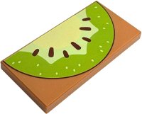 LEGO onderdeel Tile 2 x 4 with Lime Kiwi Fruit Slice with Dark Brown Seeds Pattern 87079pb1539