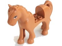 LEGO part Horse with 2 x 2 Cutout with Medium Nougat Eyes Pattern 93083c01pb16