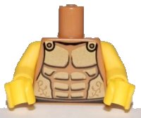 LEGO part Torso Armor with Gold Plated Muscles Outline Pattern (Spartan) / Yellow Arms / Yellow Hands 973pb0721c01
