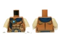 LEGO onderdeel Torso Bare Chest, Belt, Dark Blue Wrap with Gold and Blue Round Jewel (Chi) Pattern / Tan Arms / White Hands 973pb1470c01