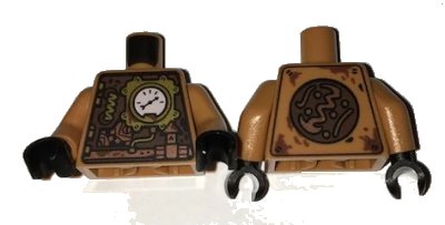 LEGO onderdeel Torso Gold and Copper Clockwork Robot Front and Back Pattern / Medium Nougat Arms / Black Hands (973pb2486c01)