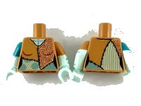 LEGO part Torso Female Patchwork Ragdoll Pattern / Light Aqua Arms Short Sleeve and Sand Green Stitching Pattern / Light Aqua Hands 973pb3523c01