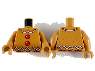 LEGO onderdeel Torso White Icing and Red Buttons Pattern / Medium Nougat Arms / Medium Nougat Hands (973pb3670c01)