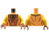 LEGO part Torso Jacket, Gold Lapels and Knot, Copper Shirt, Reddish Brown Leaves Pattern / Pearl Gold Arms / Reddish Brown Hands 973pb4378c01
