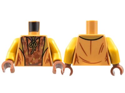 LEGO onderdeel Torso Jacket, Gold Lapels and Knot, Copper Shirt, Reddish Brown Leaves Pattern / Pearl Gold Arms / Reddish Brown Hands (973pb4378c01)