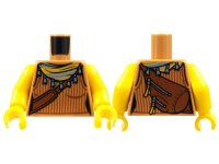 LEGO part Torso Female Tank Top with Reddish Brown Ribbing and Shoulder Bag, Sand Blue Scarf with Tassels, Yellow Stripes Pattern / Yellow Arms / Yellow Hands 973pb4390c01