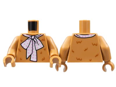 LEGO onderdeel Torso Reddish Brown Fur, Large White Tie, Bright Pink Polka Dots Pattern / Medium Nougat Arms with Reddish Brown Fur Pattern / Medium Nougat Hands (973pb4702c01)