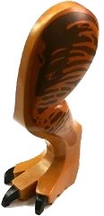 LEGO onderdeel Dinosaur Leg Large (Rear) Tyrannosaurus rex with Pin, Black Claws and Brown and Dark Orange Stripes Pattern - Left 98061c01pb04