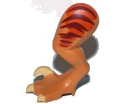 LEGO onderdeel Dinosaur Leg Large (Rear) Raptor Left with Pin with Tan Claws and Dark Brown Stripes over Dark Orange Pattern 98071pb01