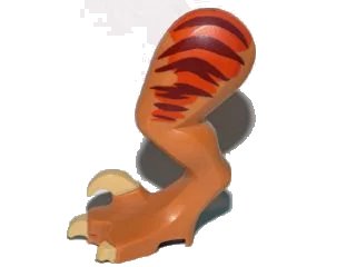 LEGO onderdeel Dinosaur Leg Large (Rear) Raptor Left with Pin with Tan Claws and Dark Brown Stripes over Dark Orange Pattern (98071pb01)