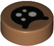 LEGO part Tile, Round 1 x 1 with Black Circle Eye with White Spots and Partially Closed Curved Eyelid Pattern 98138pb208