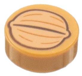 LEGO onderdeel Tile, Round 1 x 1 with Nougat Walnut Pattern (98138pb322)