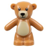 LEGO part Teddy Bear with Black Eyes, Nose, and Mouth, Tan Stomach and Muzzle Pattern 98382pb001