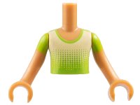 LEGO onderdeel Torso Mini Doll Boy Lime Shirt with Dots Fading to Bright Light Yellow Pattern, Medium Nougat Arms with Hands with Lime Short Sleeves FTBpb025c01