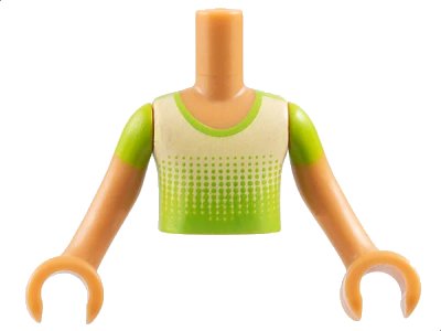 LEGO onderdeel Torso Mini Doll Boy Lime Shirt with Dots Fading to Bright Light Yellow Pattern, Medium Nougat Arms with Hands with Lime Short Sleeves (FTBpb025c01)