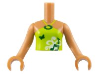 LEGO part Torso Mini Doll Girl Lime Halter Neck Top with Music Notes and Butterfly Pattern, Medium Nougat Arms with Hands FTGpb004c01