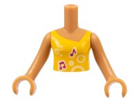 LEGO part Torso Mini Doll Girl Bright Light Orange Vest Top with Music Notes and Circles Pattern, Medium Nougat Arms with Hands FTGpb012c01