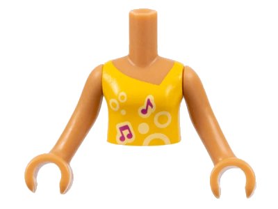 LEGO onderdeel Torso Mini Doll Girl Bright Light Orange Vest Top with Music Notes and Circles Pattern, Medium Nougat Arms with Hands (FTGpb012c01)