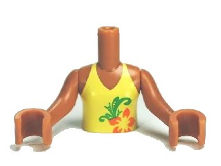 LEGO onderdeel Torso Mini Doll Girl Bright Light Yellow Halter Top with Orange Flower Pattern, Medium Nougat Arms with Hands (FTGpb019c01)
