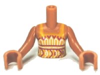 LEGO part Torso Mini Doll Girl Bright Light Orange Halter Top with Red and White Pattern, Medium Nougat Arms with Hands FTGpb021c01