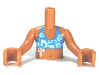 LEGO onderdeel Torso Mini Doll Girl Dark Azure Bikini Top Pattern, Medium Nougat Arms with Hands (FTGpb023c01)