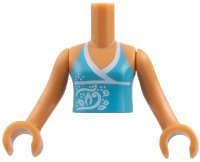 LEGO part Torso Mini Doll Girl Medium Azure Halter Top Pattern, Medium Nougat Arms with Hands FTGpb069c01