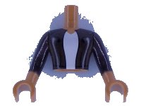 LEGO onderdeel Torso Mini Doll Man Dark Brown Jacket with White Shirt Pattern, Medium Nougat Arms with Hands with Dark Brown Sleeves FTMpb053c01