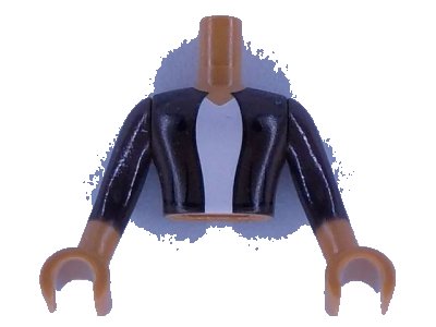 LEGO onderdeel Torso Mini Doll Man Dark Brown Jacket with White Shirt Pattern, Medium Nougat Arms with Hands with Dark Brown Sleeves (FTMpb053c01)