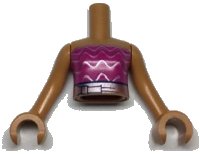 LEGO part Torso Mini Doll Girl Magenta Strapless Top and Metallic Pink Belt and Waves Pattern, Medium Nougat Arms with Hands ftgpb340c01