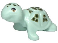 LEGO part Turtle, Friends / Elves with Medium Nougat Eyes and Dark Green and Olive Green Spots Pattern 11603pb05