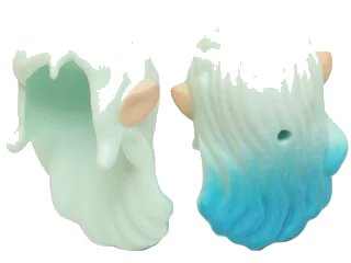 LEGO onderdeel Mini Doll, Hair Long Wavy with Dark Azure Tips, Braid, Bangs and Light Nougat Elves Ears Pattern (19201pb01)