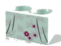 LEGO part Brick 1 x 2 with Silver Flower Filigree, Magenta Flower, Stars and Dark Bluish Gray Dress Gather Lines Pattern 3004pb210