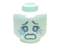 LEGO part Minifigure, Head Female with Dark Bluish Gray Eyebrows, Eyes and Open Mouth, Crying Tears Pattern 3626pb1405