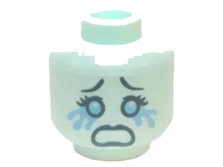 LEGO onderdeel Minifigure, Head Female with Dark Bluish Gray Eyebrows, Eyes and Open Mouth, Crying Tears Pattern (3626pb1405)