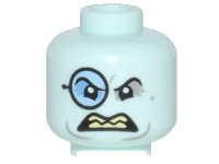 LEGO onderdeel Minifigure, Head Glasses with Blue Monocle, Black Eyebrows, Gray Around Eyes, Open Scowl with Sharp Teeth Pattern (Penguin) 3626pb1741