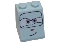 LEGO onderdeel Slope 65 2 x 2 x 2 with Bottom Tube with Gray Eyes and Crooked Smile Pattern 3678bpb034