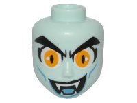 LEGO part Mini Doll, Head Friends with Yellow Wide Eyes, Black Eyebrows, Fangs and Open Mouth with Tongue Pattern (Balthazar) 57491