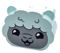 LEGO onderdeel Duplo, Brick 2 x 4 x 3 Scalloped, Ears on Sides with Light Bluish Gray Face, Black Eyes, Open Mouth Smile, and Nostrils, Sheep / Lamb Head Pattern 79785pb02