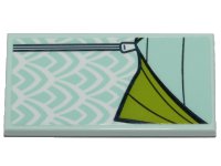 LEGO part Tile 2 x 4 with Light Aqua and Lime Sleeping Bag Pattern (Sticker) - Set 41424 87079pb0765
