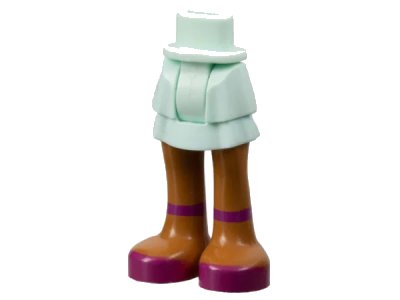 LEGO onderdeel Mini Doll Hips and Skirt Layered, Medium Nougat Legs, Magenta Shoes with Ankle Straps Pattern - Thick Hinge (92250c00pb04)