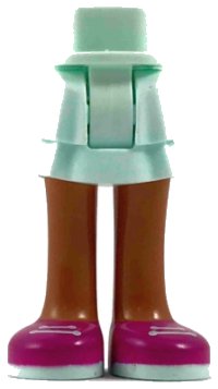 LEGO part Mini Doll Hips and Skirt Layered, Medium Nougat Legs and Magenta Shoes with 2 White Laces Pattern - Thick Hinge 92250c00pb16