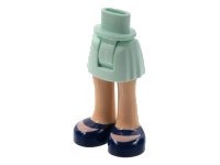 LEGO onderdeel Mini Doll Hips and Skirt, Light Nougat Legs and Dark Blue Shoes Pattern - Thick Hinge 92252c00pb015
