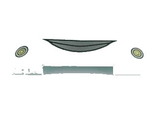 LEGO onderdeel Slope, Curved 4 x 1 x 2/3 Double with Lips and Round Headlights Pattern (Flo) (93273pb003)