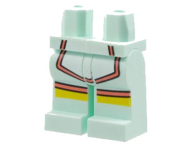LEGO onderdeel Hips and Legs with White Apron, Dark Pink Hem and Yellow Knees Pattern (970c00pb1025)