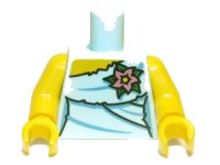 LEGO part Torso Female Wrapped Dress with Pink Flower Pattern / Yellow Arms / Yellow Hands 973pb1247c01