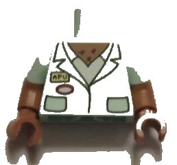 LEGO onderdeel Torso Simpsons Smock with 'APU' Name Tag, White Shirt, and Chest Hair Pattern / Medium Nougat Arms with Molded Light Aqua Short Sleeves Pattern / Medium Nougat Hands (973pb1992c01)