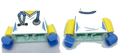 LEGO onderdeel Torso Female Hospital Scrubs with Medium Blue Stethoscope Pattern / Yellow Arms with Molded Light Aqua Short Sleeves Pattern / Medium Blue Hands (973pb2695c01)